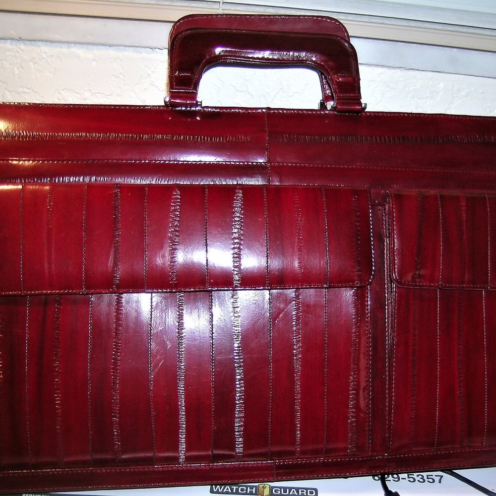 Burgundy Eel Skin Briefcase